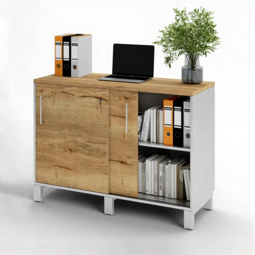 Шкаф для документов ШД-24 без замка (ЛДСП дуб вотан, каркас серый)