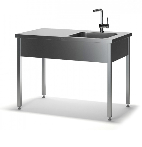Моечная ванна со столом МС-П 1 (1000х600х870), мойка цельн. накладная 400х500х140, отверстие под смеситель сбоку
