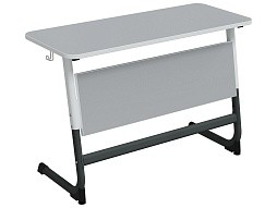 Стол 2-местный школьный 5-7 г/р "Логика" регулируемый (серый, м/к белый/графит)