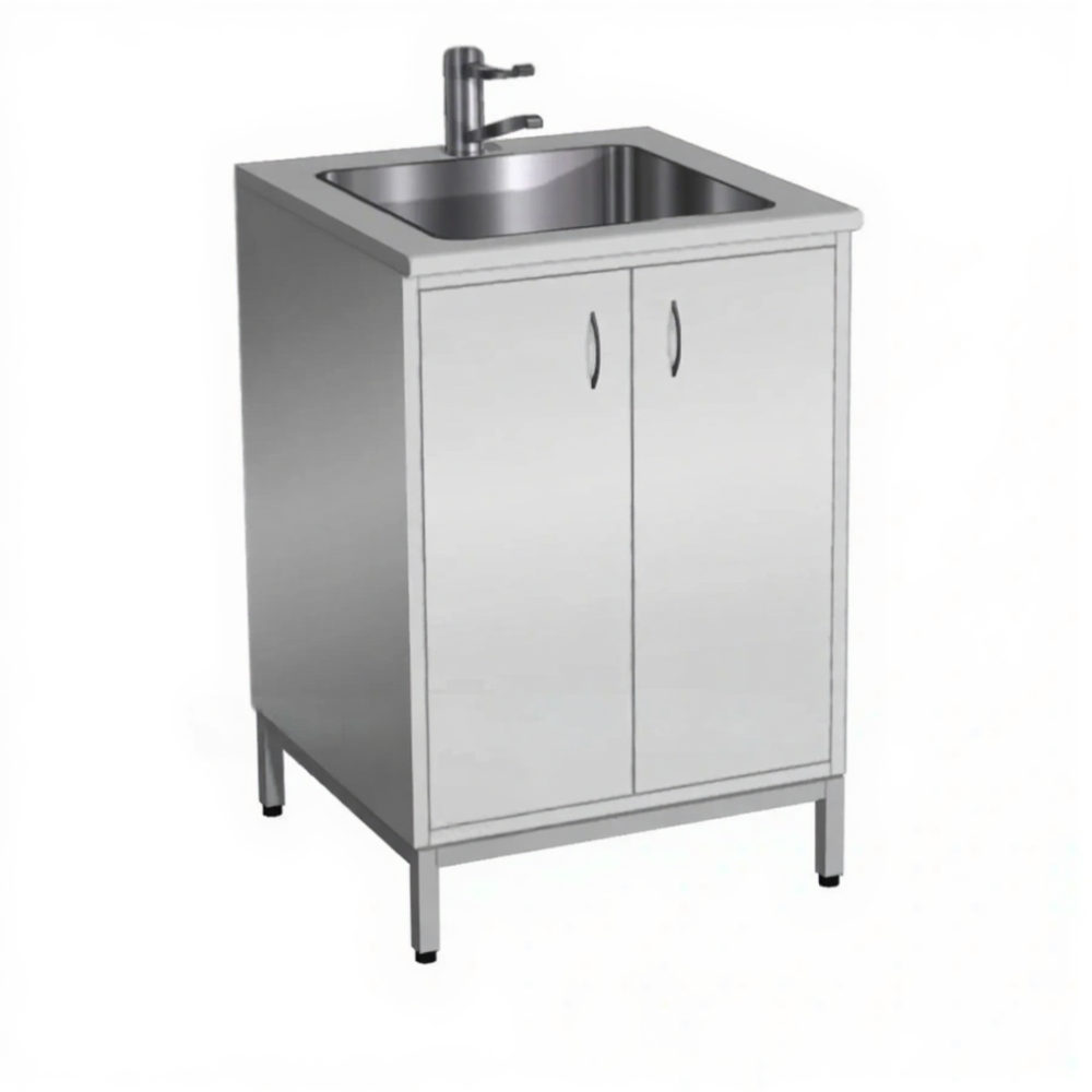 Стол-мойка СТм-104 «Стандарт» 600 (корпус металл серый, столешница постформинг серый, каркас серый)