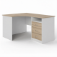 Стол рабочий угловой с тумбой СУ-1 левый (корпус ЛДСП белый, столешница ЛДСП дуб сонома)