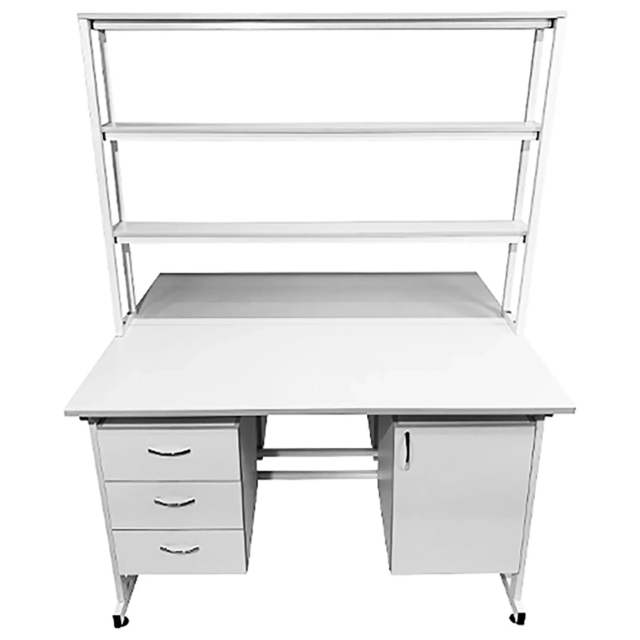Стол лабораторный островной с надстройкой Сло 22.024 (белый)