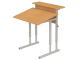Стол с полкой и наклоном столешницы 0-35° школьный 1-местный 5-7 г/р регулируемый (бук, м/к серый, квадратная труба)