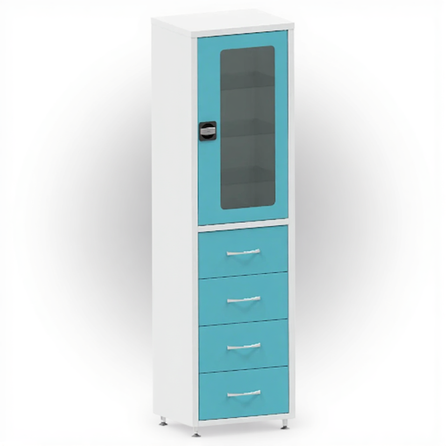 Шкаф медицинский двухсекционный одностворчатый с ящиками ШМЯ СКБ-1С