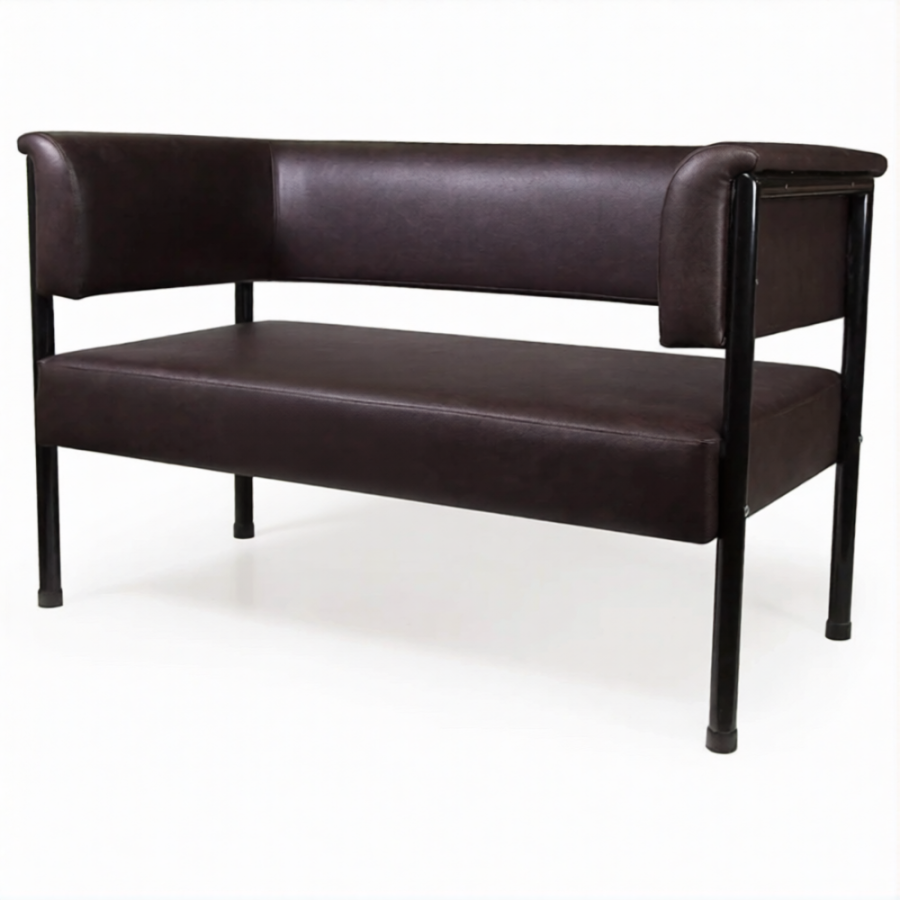 Диван двухместный ДО-2/2 (кожзам Эконом коричневый, каркас черный)