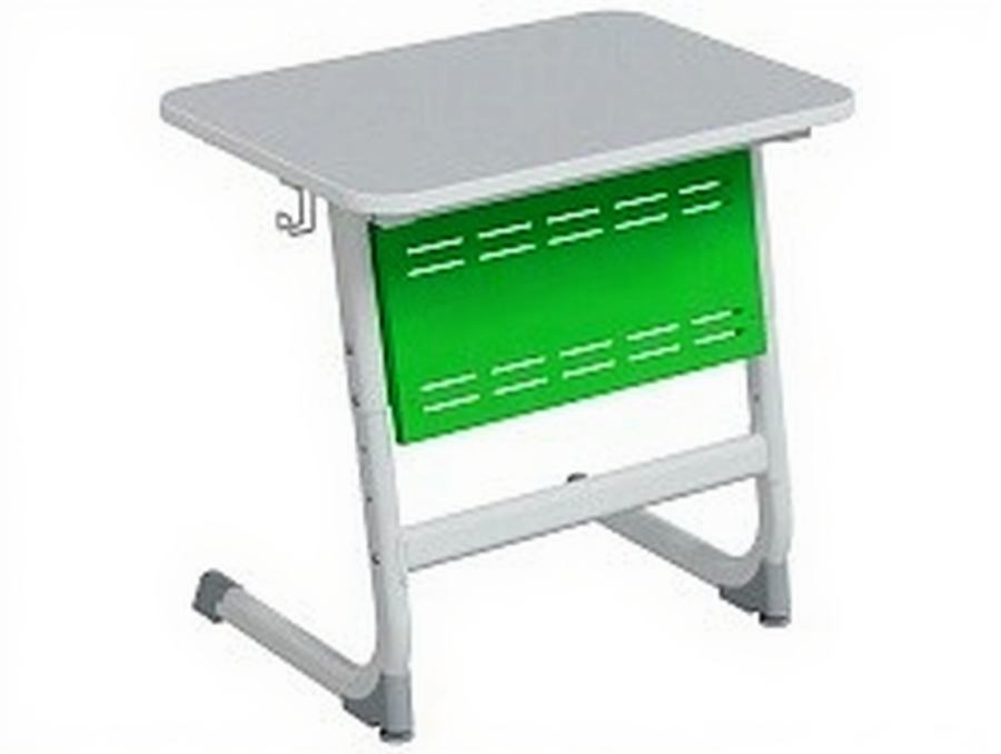 Стол 1-местный школьный 5-7 г/р "Логика" с перфорированным экраном (серый/зеленый, м/к белый)
