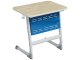 Стол 1-местный школьный 5-7 г/р "Логика" с перфорированным экраном (дуб "Бардолино"/синий, м/к белый)